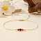 Simple Casual Brass & Natural Red Agate Beads Braided Bracelets, Adjustable Cord Bracelets for Women Men