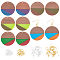 DIY Walnut Wooden Dangle Earring Making Kits, Including 10Pcs 5 Styles Flat Round Resin & Walnut Wood Pendants, Iron Earring Hooks & Jump Rings, Mixed Color, 38x3mm, Hole: 2mm, 2pcs/color, 5 colors, 10pcs