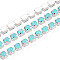 Iron Rhinestone Cup Chains, with Spool, Silver, Turquoise, 2~2.5x2~2.5x2~2.5mm, about 30.00 Feet(9.14m)/Roll