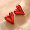 Heart Brass Enamel Stud Earrings, Rack Plating, Long-Lasting Plated, Cadmium Free & Lead Free, Golden, Red, 18.5x15.5mm
