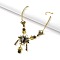 Leaf with Flat Round Alloy & Rhinestone & Plastic Pearl Pendant Necklaces, Antique Golden, 18.90 inch(48cm)