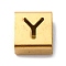Ion Plating(IP) 304 Stainless Steel Square Slide Charms, Golden, Letter Y, 9x8x4mm, Hole: 3.5x8.5mm