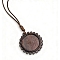 Wood Pendant Cabochon Settings, Flat Round, Coconut Brown, Tray: 30mm, Pendant: 43mm