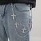 Iron 3 Layer Tassel Trousers Chains, Punk Style Decorative Chain Belts, Platinum, Cross, 450mm