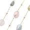 Natural Morganite & Glass Link Chains, with Brass Chains, Rack Plating, Long-Lasting Plated, Lead Free & Cadmium Free, Real 18K Gold Plated, Soldered, with Spool, 3~4x4.5~11x4.5~11mm