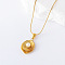 1Pc Elegant Stainless Steel & Plastic Pearl Double Layered Leaf Pendant Necklaces for Women, White, Golden, 15.75 inch(40cm)