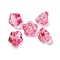 Transparent Glass Beads, Petunia, with Gold Powder, Hot Pink, 9x9x6mm, Hole: 1.4mm