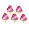 Transparent Resin Cabochons, Watermelon Ice Cream, with Glitter Powder, Deep Pink, 23.2x16x4.5~5mm