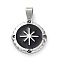 304 Stainless Steel Enamel Pendants, Compass Charms, Stainless Steel Color, 29x26x3.5mm, Hole: 7x4mm