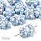 UV Plating Resin Beads, Iridescent, Bear with Bowknot, with Plastic, Sky Blue, 27x21mm, Hole: 2.8mm