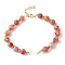 Cubic Zirconia & Natural Dyed Round Imperial Jasper Beaded Bracelet Making, Dark Orange, with Brass Findings, Rack Plating, Long-Lasting Plated, Cadmium Free & Lead Free, Real 18K Gold Plated, 6-1/2 inch(16.5cm), Hole: 2.5x2mm