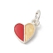 S925 Sterling Silver Pendant, with Enamel, Red, 10x9x1.5mm