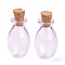 Oval Glass Cork Bottles Ornament, Glass Empty Wishing Bottles, DIY Vials for Pendant Decorations, Plum, 1.55x2.6~3cm