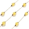 Handmade Round Dyed Natural Malaysia Jade Beaded Chains, with Ion Plating(IP) 304 Stainless Steel Paperclip Chains, Unwelded, Real 18K Gold Plated, Yellow, 2.2x1x0.5mm