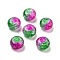 Two Tone Transparent Crackle Acrylic European Beads, Large Hole Beads, Rondelle, Green, 14x8.5mm, Hole: 5.5mm, about 537pcs/500g