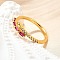 Brass Micro Pave Cubic Zirconia Cuff Rings for Women, Rectangle, Real 18K Gold Plated, Inner Diameter: 17.8mm