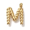 PVD Vacuum Plating 304 Stainless Steel Pendants, Real 18K Gold Plated, Letter Charm, Letter M, 13.5x10x3mm, Hole: 1.8mm