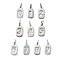 Brass Pendants, Number Charms, with Jump Ring, Rack Plating, Long-Lasting Plated, Lead Free & Cadmium Free, Platinum, 12x6x1mm, Hole: 3.5mm