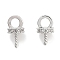 Brass Clear Cubic Zirconia Peg Bails, Platinum, 9mm, Hole: 2.5mm, Pin: 1mm