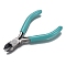 45# Carbon Steel Jewelry Pliers, Side Cutting Pliers, Polishing, Gunmetal, Turquoise, 10.65x6.55x0.7cm