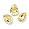 Glass Rhinestone Cabochons, Pointed Back & Back Plated, Faceted, Teardrop, Jonquil, 8x6x4mm