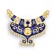 Golden Tone Alloy Enamel Chandelier Links, with Crystal AB Rhinestone, Medium Blue, 53.5x64x6mm, Hole: 2mm