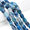 Natural Weathered Agate Beads Strands, Dyed, Barrel, Dodger Blue, 13~14x9~10.5mm, Hole: 1.2mm, about 28pcs/strand, 14.57~14.96 inch(37~38cm)