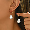 201 Stainless Steel Retro Dangle Earrings, Golden, with Imitation Pearl, Teardrop, 40x14mm