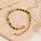 Bohemian Style Natural Indian Agate Round Beaded Bracelets for Women, with Stainless Steel Clasp, Real 18K Gold Plated, 6-1/4 inch(16cm)