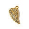304 Stainless Steel Rhinestone Pendants, Wing Charms, Ion Plating(IP), Real 18K Gold Plated, 18x10mm