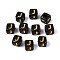 Opaque Acrylic Beads, Golden Metal Enlaced, Cube with Letter, Black, Letter J, 4.5~5x4.5~5x4.5~5mm, Hole: 2mm, about 6250pcs/500g
