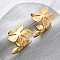 Flower with C-Shaped 304 Stainless Steel Stud Earrings for Women, Real 18K Gold Plated, 27x32mm