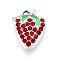 Alloy Rhinestone and Enamel Pendants, Strawberry, Platinum, Siam, 17x13x4mm, Hole: 1.8mm
