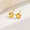 Fashionable Brass Stud Earrings, Real 18K Gold Plated, Flower, 6mm