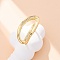 Brass Micro Pave Clear Cubic Zirconia Cuff Rings for Women, Oval, Rack Plating, Cadmium Free & Lead Free, Lasting Plated, Real 18K Gold Plated, Inner Diameter: 17mm