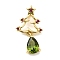 Brass Micro Pave Cubic Zirconia Pendants, Christmas Tree Charms, Rack Plating, Long-Lasting Plated, Cadmium Free & Lead Free, Real 18K Gold Plated, 20.5x11x4mm, Hole: 4x2.5mm