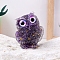 Resin Owl Display Decoration, with Natural Amethyst Chips inside Statues for Home Office Decorations, 50x60mm