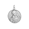 304 Stainless Steel Pendants, Flat Round with Virgin Mary Charms, with Jump Ring, Stainless Steel Color, 23x21mm