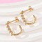 304 Stainless Steel Plastic Imitation Pearl Rectangle Stud Earrings, Golden, 19.5x3.5mm