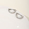 Fashionable 201 Stainless Steel Hoop Earrings, Half Round, Platinum, 13x24mm