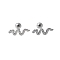 304 Stainless Steel Stud Earrings for Women, Snake, Stainless Steel Color, 4.5x13mm