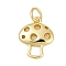 Brass Charms, Mushroom, with Jump Ring, Cadmium Free & Lead Free, Rack Plating, Long-Lasting Plated, Real 18K Gold Plated, 14x11.5x3mm, Hole: 3.4mm