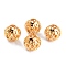 Long-Lasting Plated Hollowed Brass Beads, Filigree Beads, Round, Real 24K Gold Plated, 7.5x7mm, Hole: 3mm