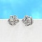 925 Sterling Silver Stud Earrings, Platinum, Flower, 5x5mm