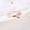 Rabbit Brass Micro Pave Clear Cubic Zirconia Finger Rings for Women, Rose Gold, Inner Diameter: 20mm