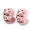UV Plated Acrylic Beads, Iridescent, Pink Pig, Pink, 22.5x26.5x19mm, Hole: 3mm