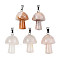 Natural Cherry Blossom Agate Pendants, with Stainless Steel Snap On Bails, Mushroom Shaped, 24~25x16mm, Hole: 5x3mm