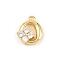Brass Micro Pave Clear Cubic Zirconia Charms, Long-Lasting Plated, Rack Plating, Cadmium Free & Lead Free, Real 18K Gold Plated, Letter O, 9.5x8.5x3.5mm, hole: 1.2mm