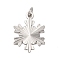 304 Stainless Steel Pendants, Snowflake Charm, with Jump Ring, Stainless Steel Color, 16.5x12x1.5mm, Hole: 3mm