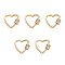 Brass Micro Pave Clear Cubic Zirconia Screw Carabiner Lock Charms, for Necklaces Making, Heart, Golden, 17.5~18x20x5.5mm, Screw: 5x5.5mm